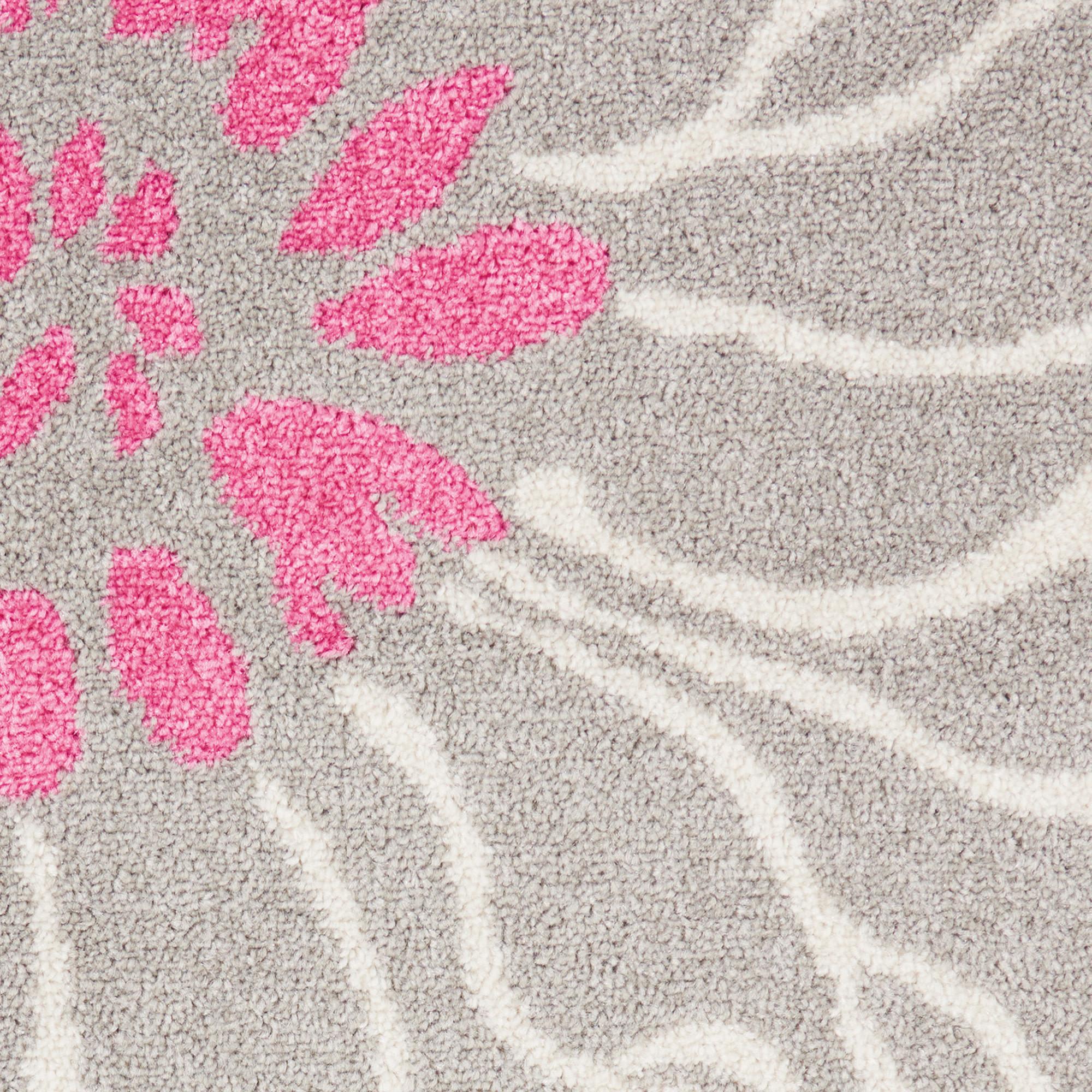 5' X 7' Gray And Pink Floral Area Rug
