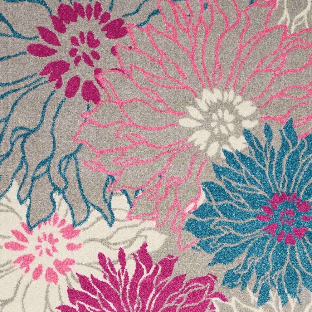 5' X 7' Gray And Pink Floral Area Rug