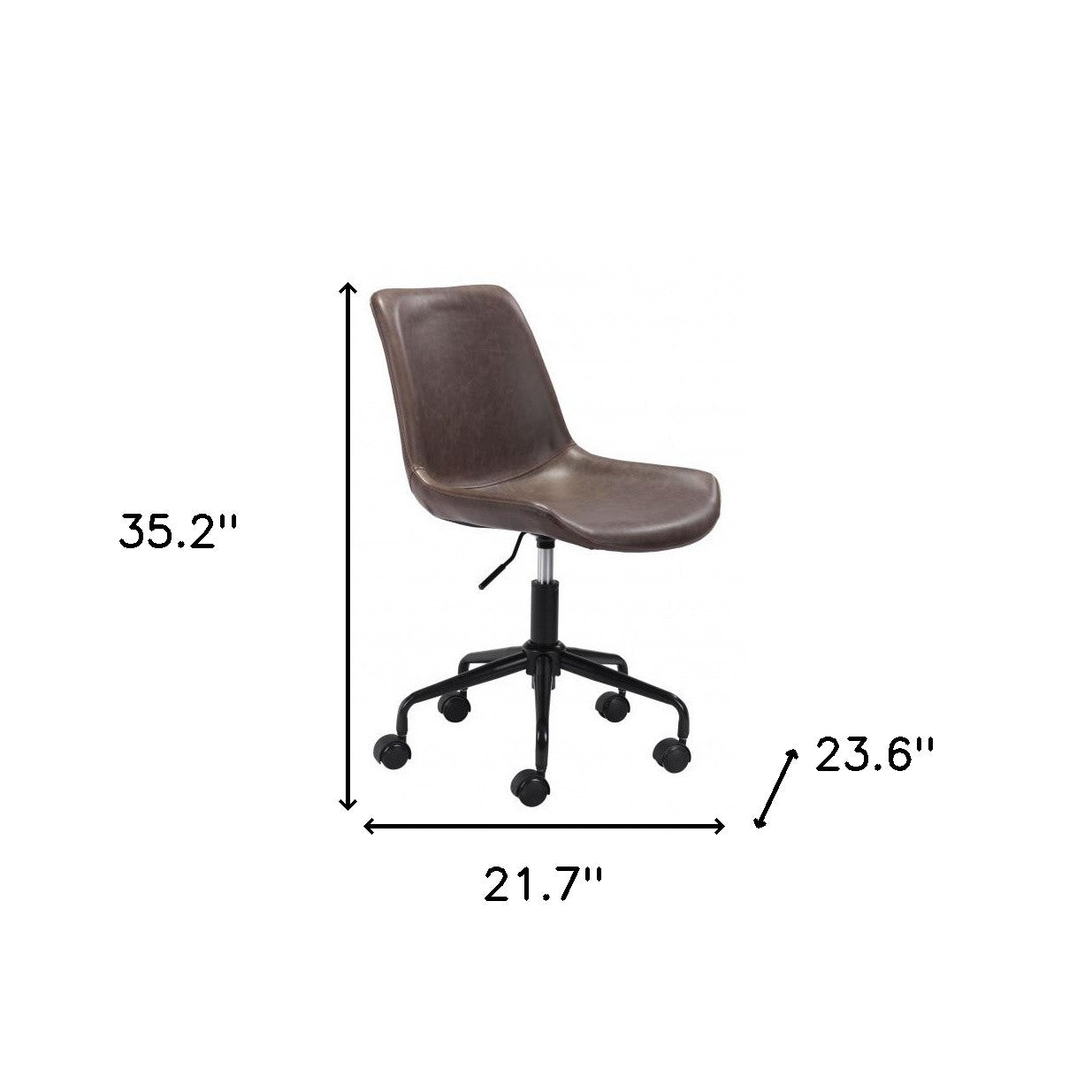 Modern Brown Faux Leather Rolling Office Chair