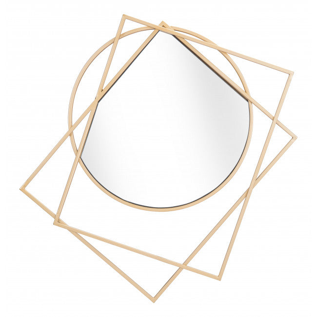 Geometric Overlaps Gold Finish Wall Mirror