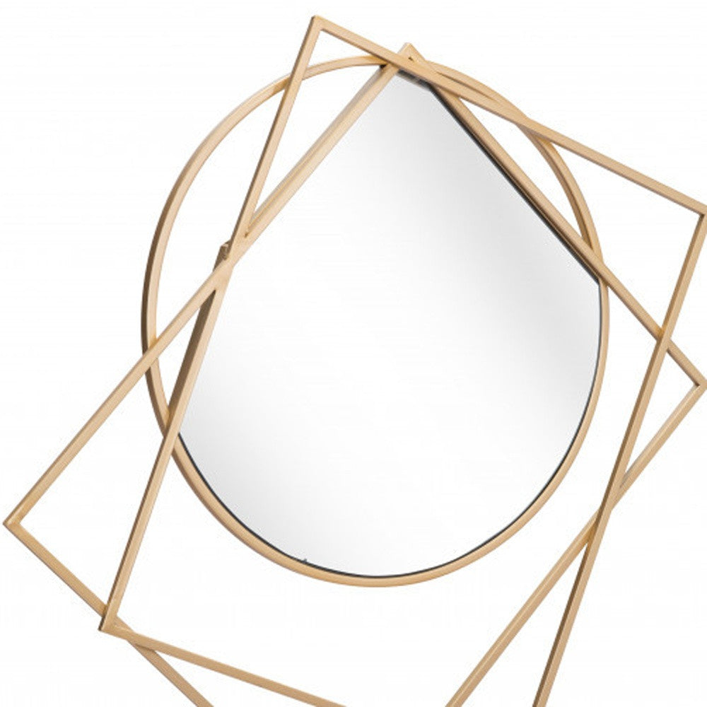 Geometric Overlaps Gold Finish Wall Mirror