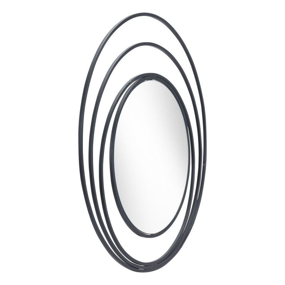 32" Black Oval Steel Framed Accent Mirror