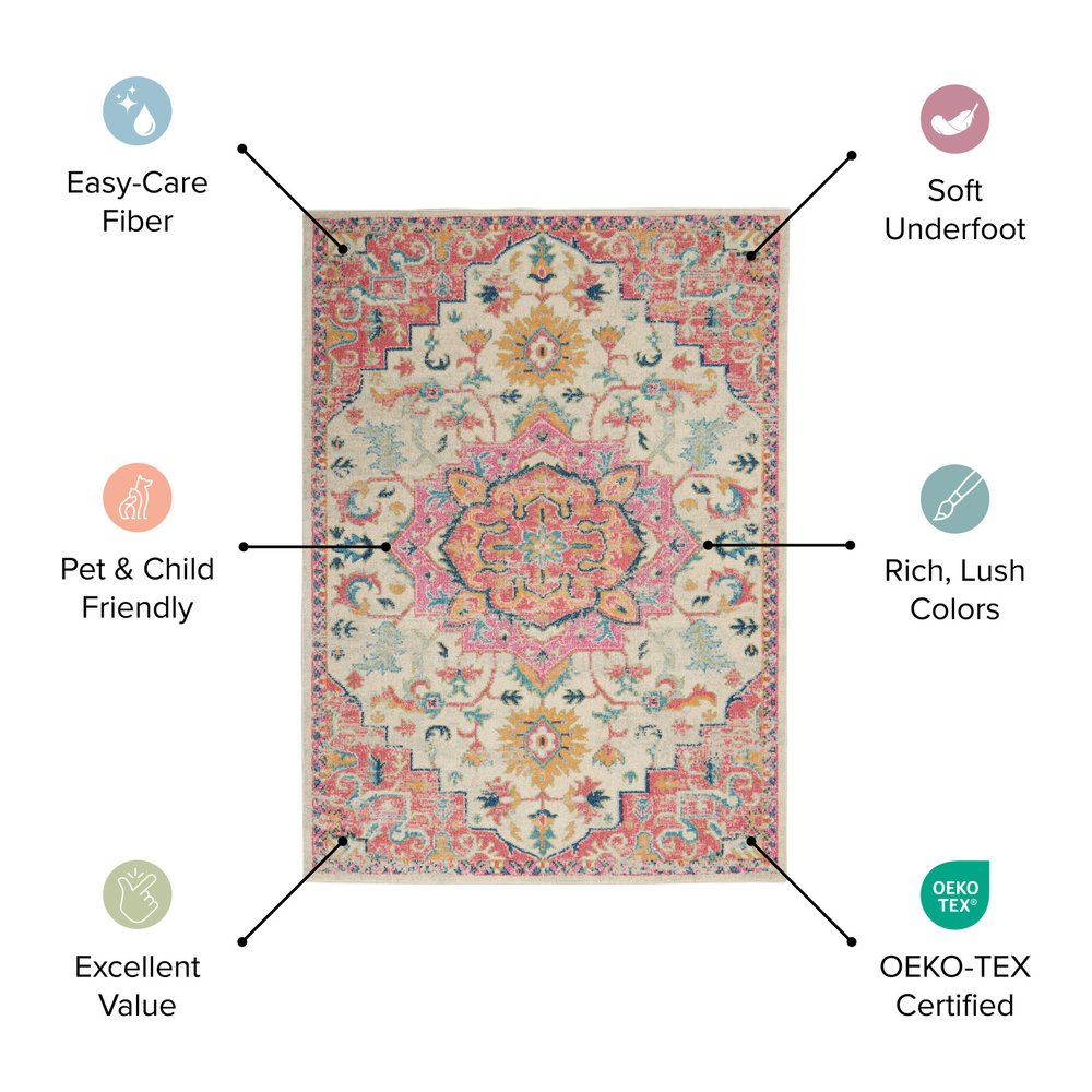 4' X 6' Blue And Ivory Floral Area Rug