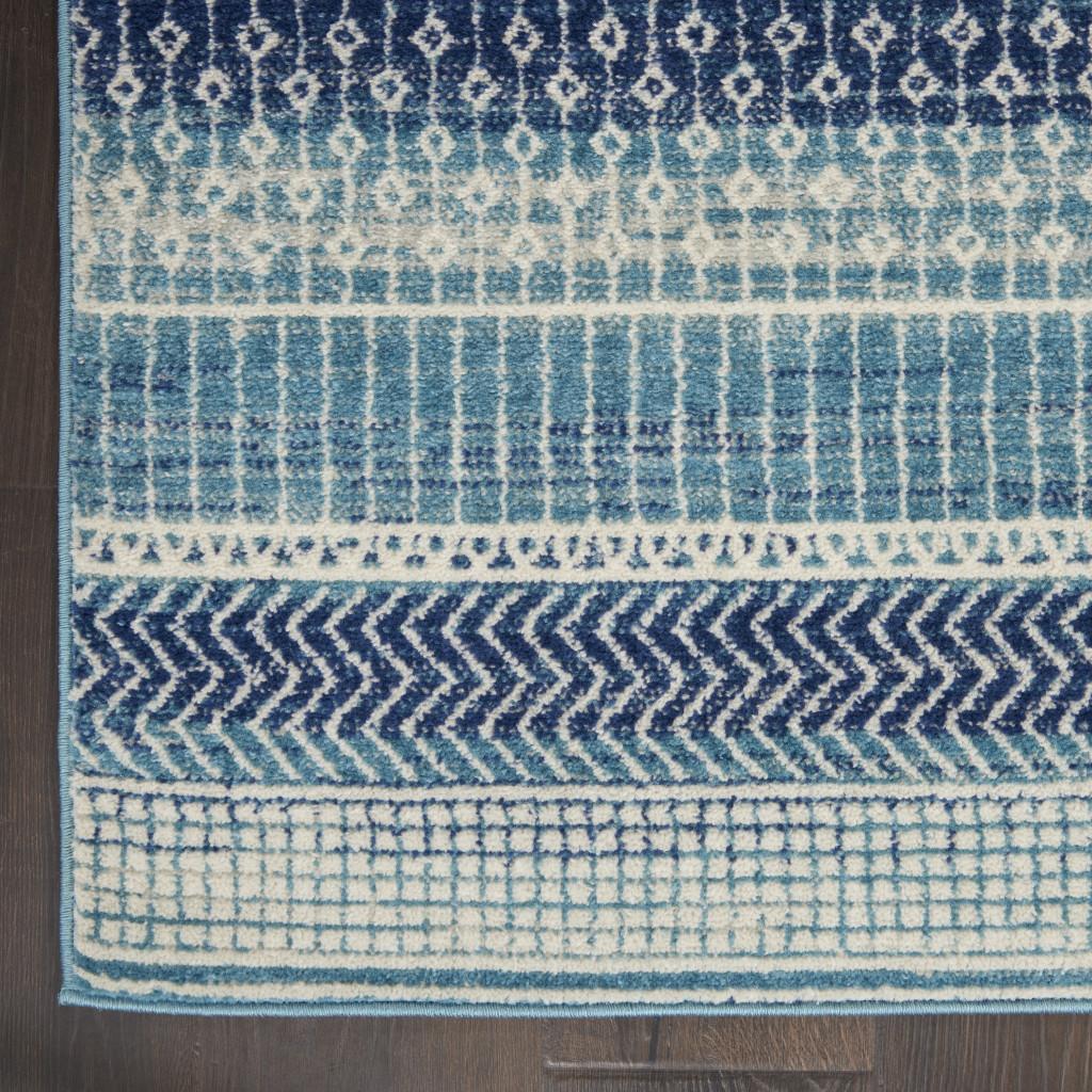 4' X 6' Navy Blue And Ivory Southwestern Area Rug