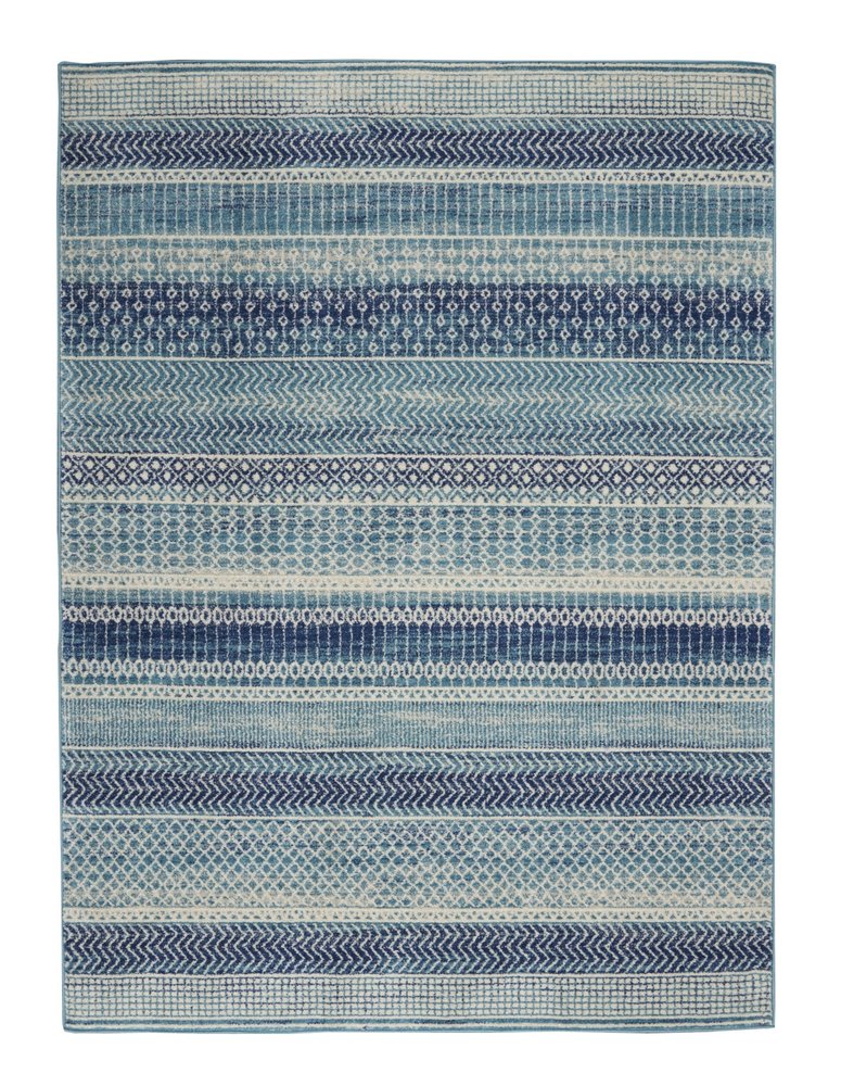 4' X 6' Navy Blue And Ivory Southwestern Area Rug