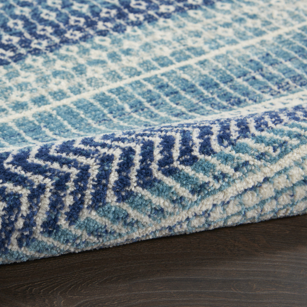 4' X 6' Navy Blue And Ivory Southwestern Area Rug