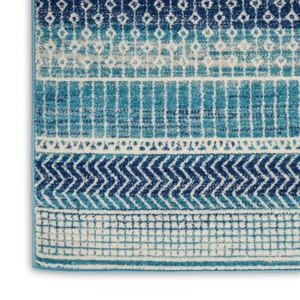 4' X 6' Navy Blue And Ivory Southwestern Area Rug