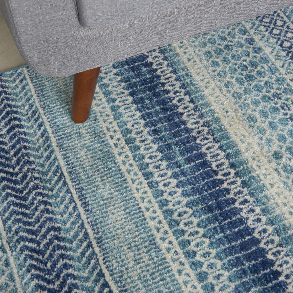 4' X 6' Navy Blue And Ivory Southwestern Area Rug