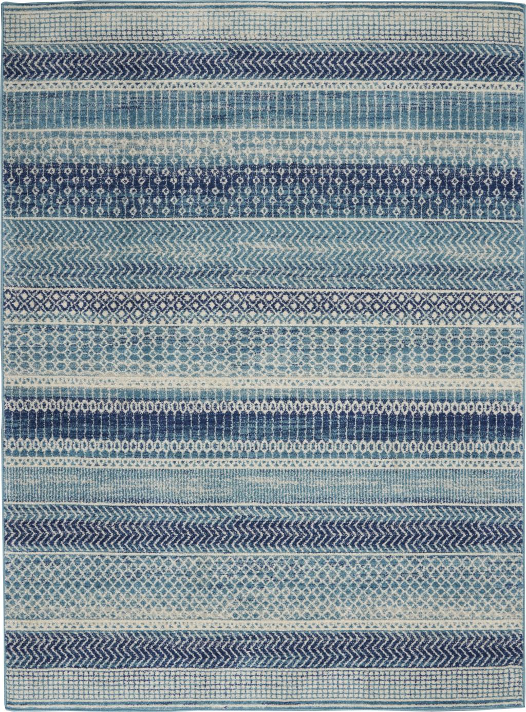 4' X 6' Navy Blue And Ivory Southwestern Area Rug