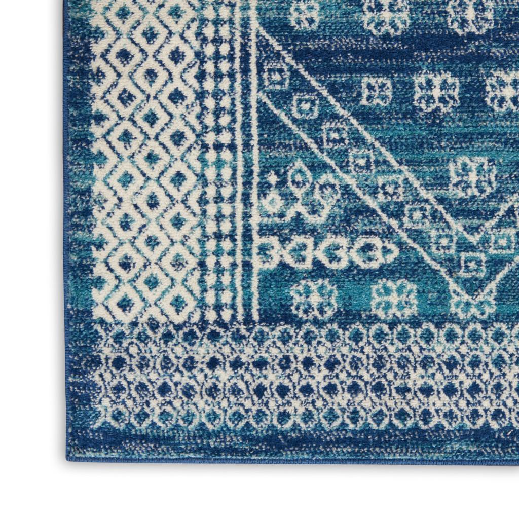 2' X 3' Navy Blue And Ivory Tribal Area Rug