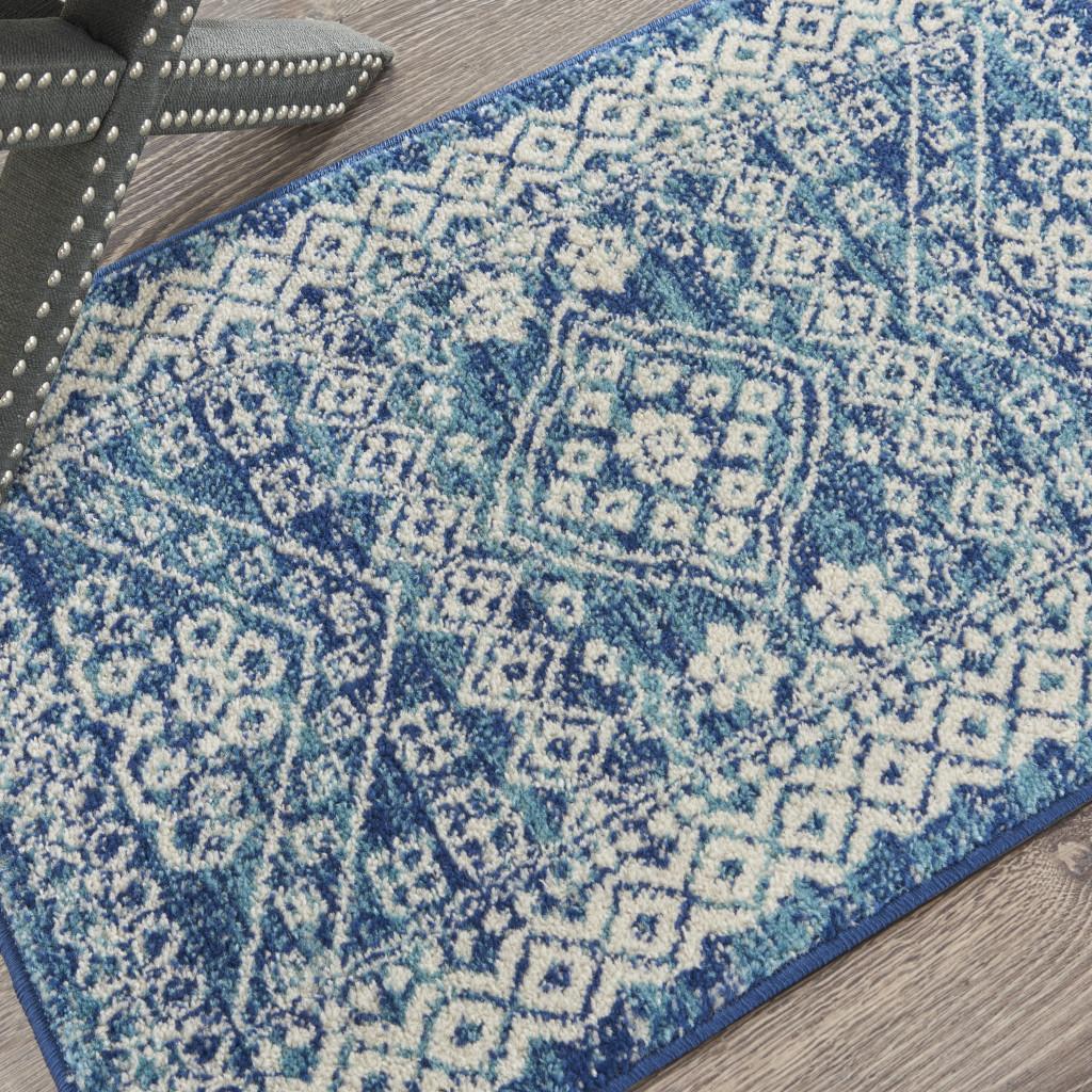 2' X 3' Navy Blue And Ivory Tribal Area Rug