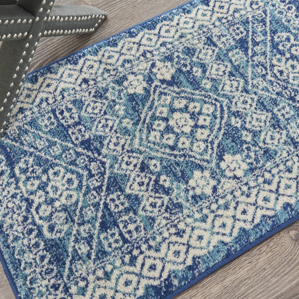 2' X 3' Navy Blue And Ivory Tribal Area Rug