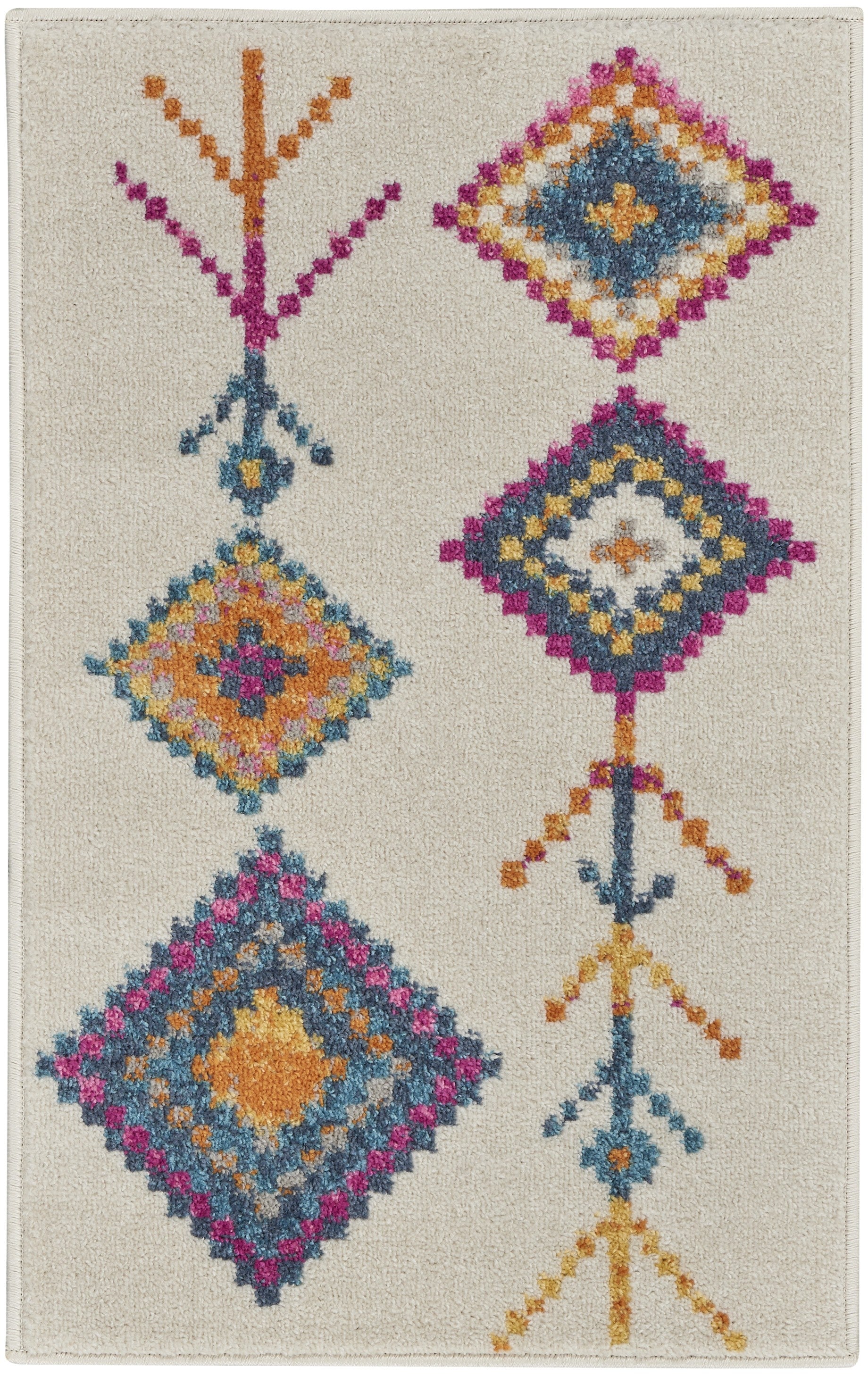 2' X 3' Ivory Geometric Berber Area Rug