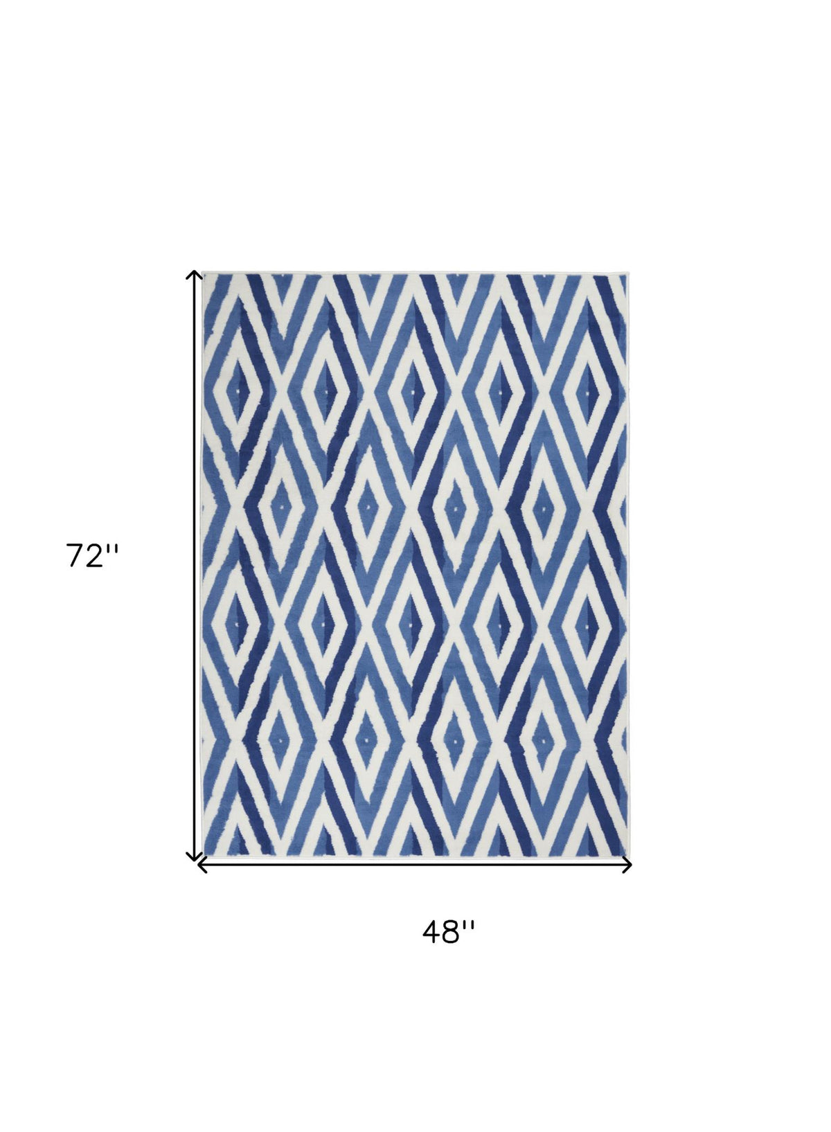 4' X 6' Ivory And Blue Geometric Area Rug