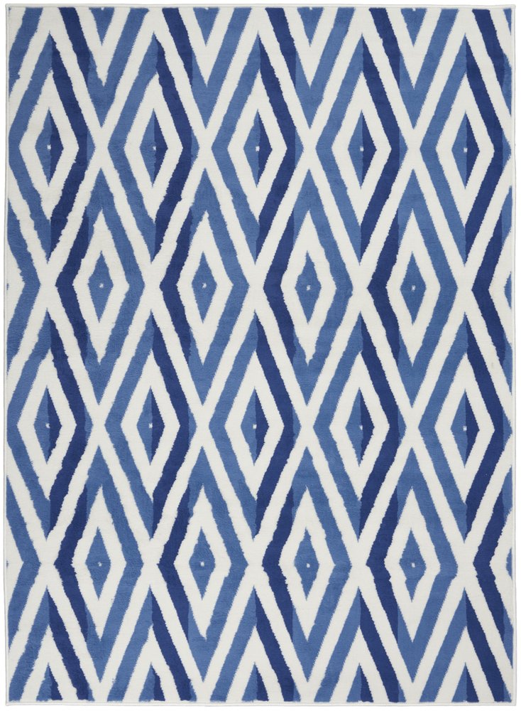 4' X 6' Ivory And Blue Geometric Area Rug