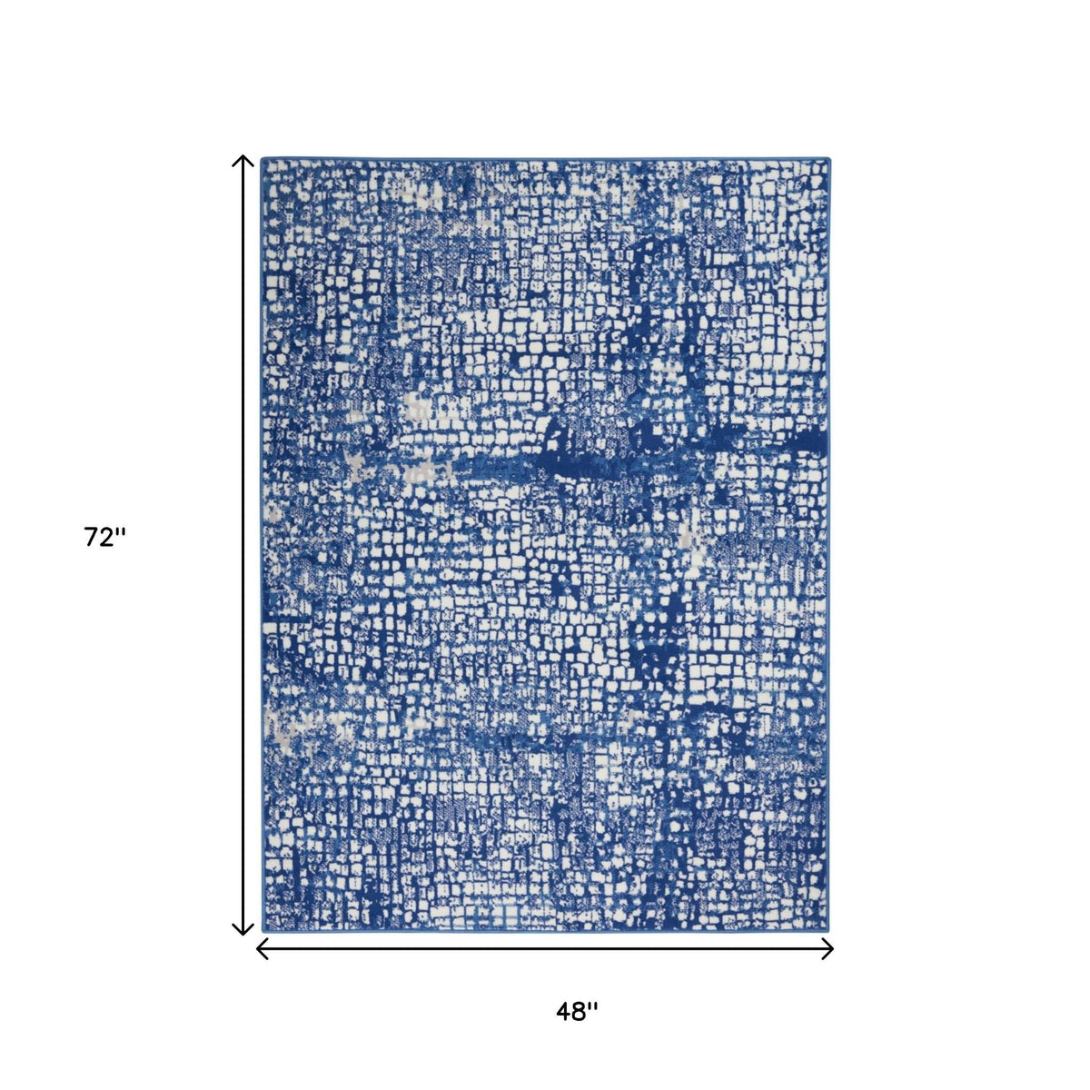4' X 6' Ivory And Blue Geometric Area Rug
