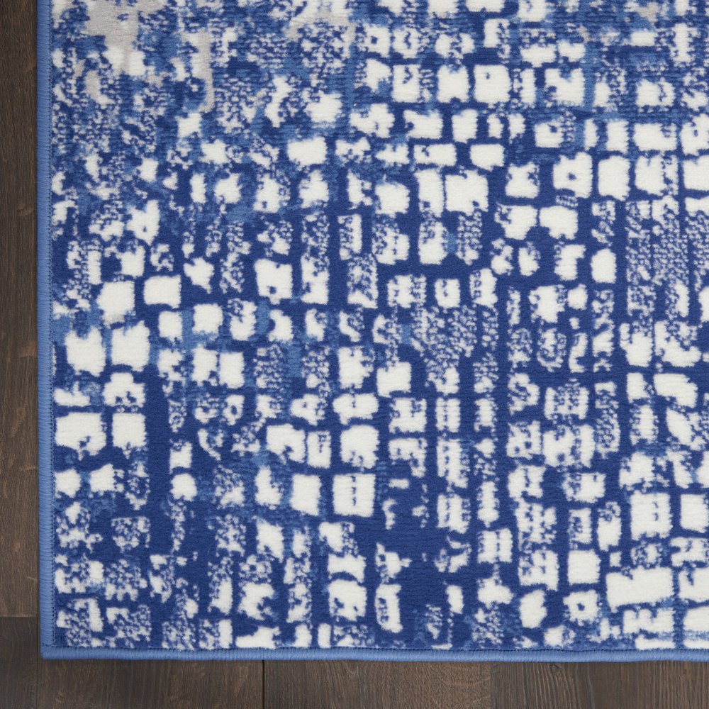 4' X 6' Ivory And Blue Geometric Area Rug