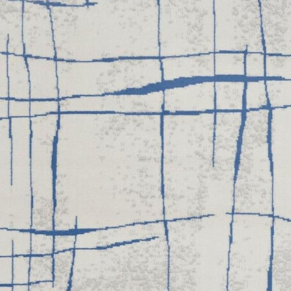 4' X 6' Ivory And Blue Geometric Distressed Area Rug