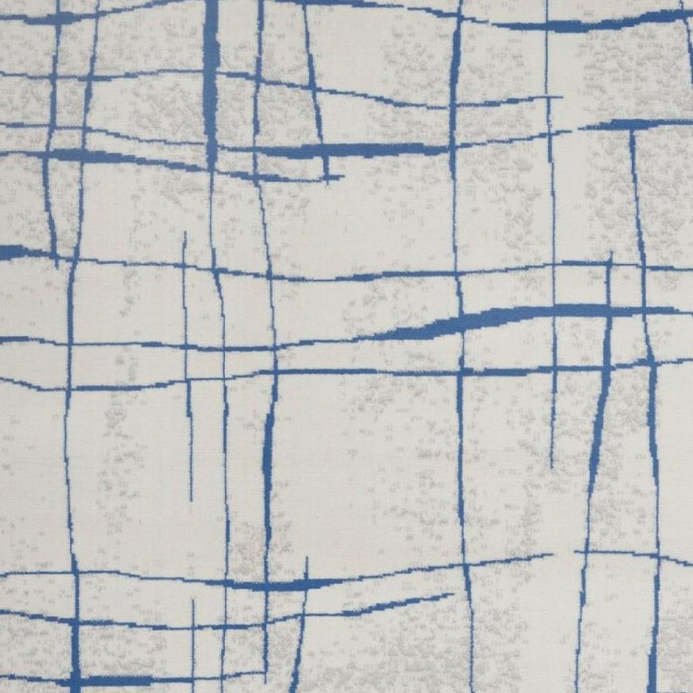 4' X 6' Ivory And Blue Geometric Distressed Area Rug