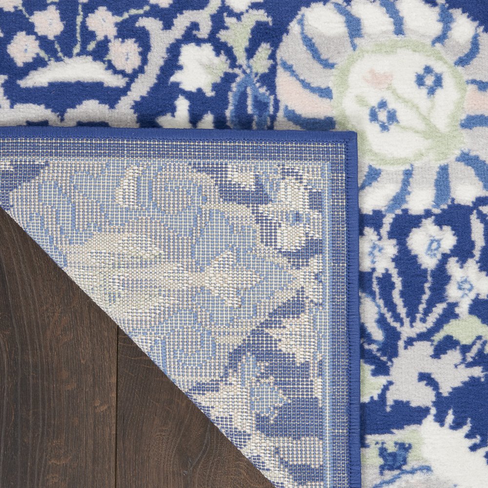 4' X 6' Ivory And Blue Floral Area Rug