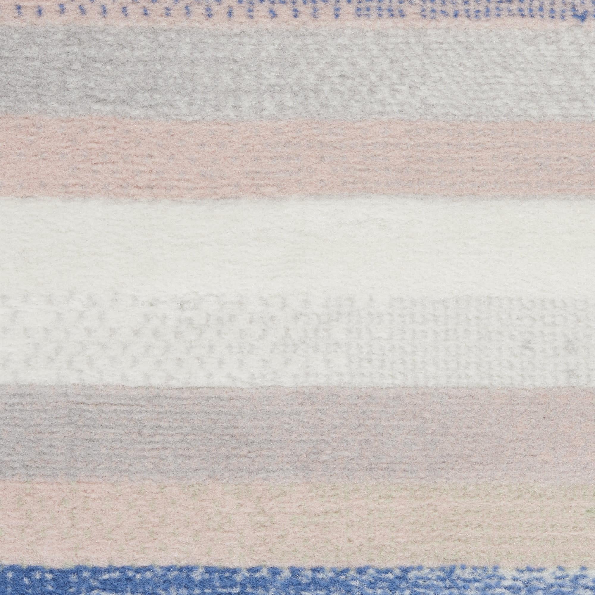 4' X 6' Ivory Blue And Green Striped Distressed Area Rug