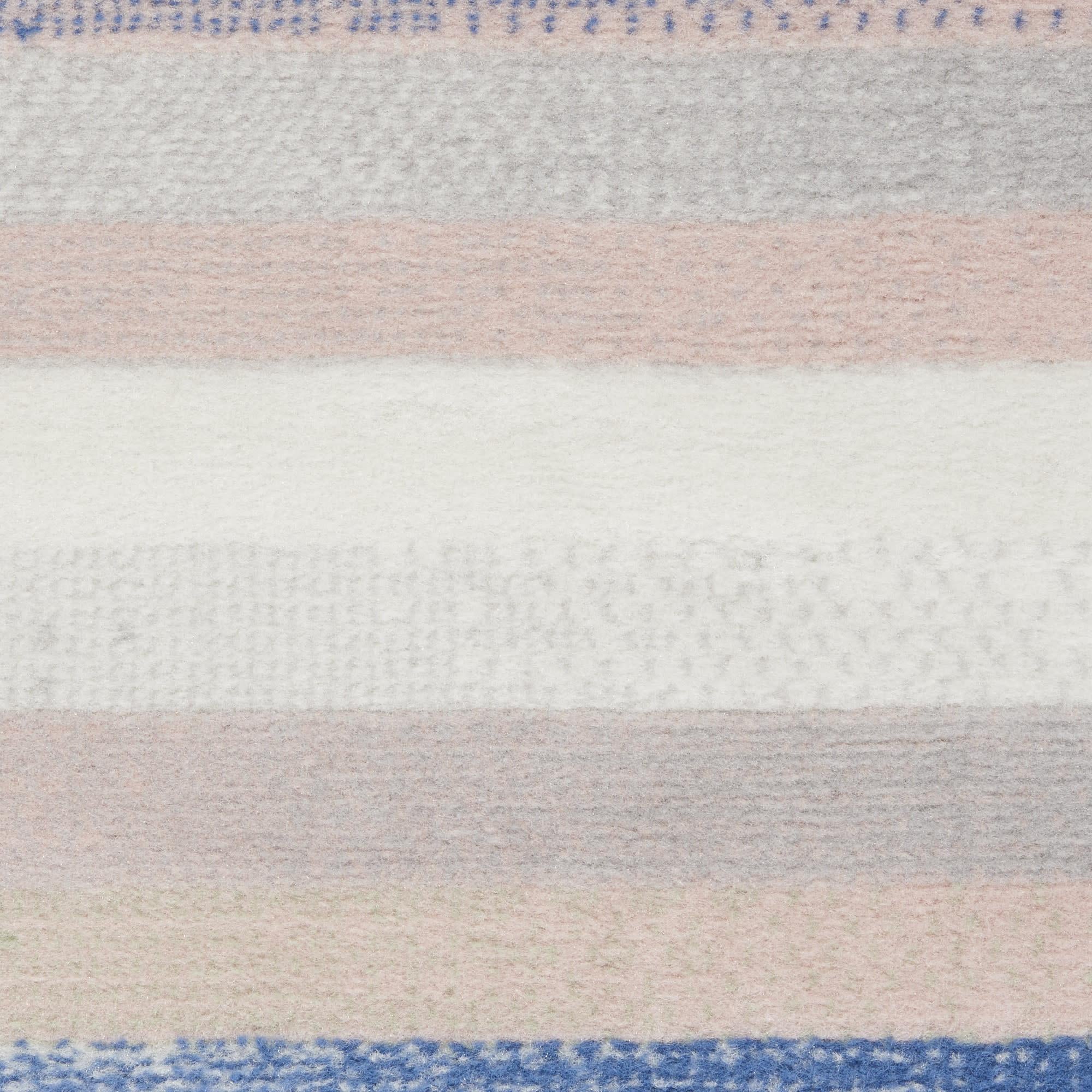 4' X 6' Ivory Blue And Green Striped Distressed Area Rug