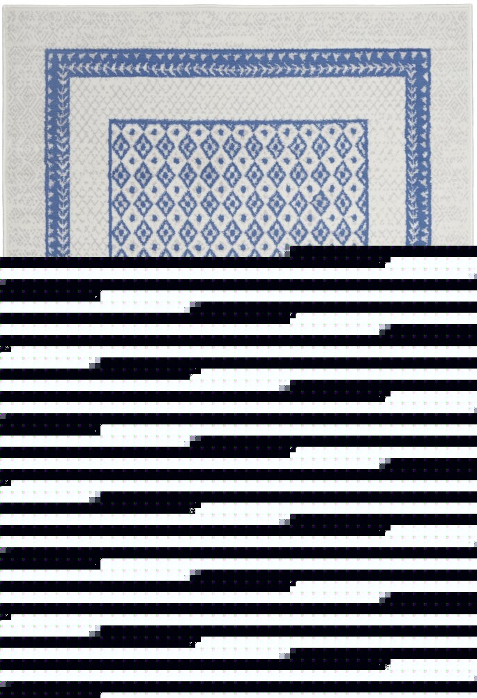 4' X 6' Ivory And Blue Geometric Area Rug