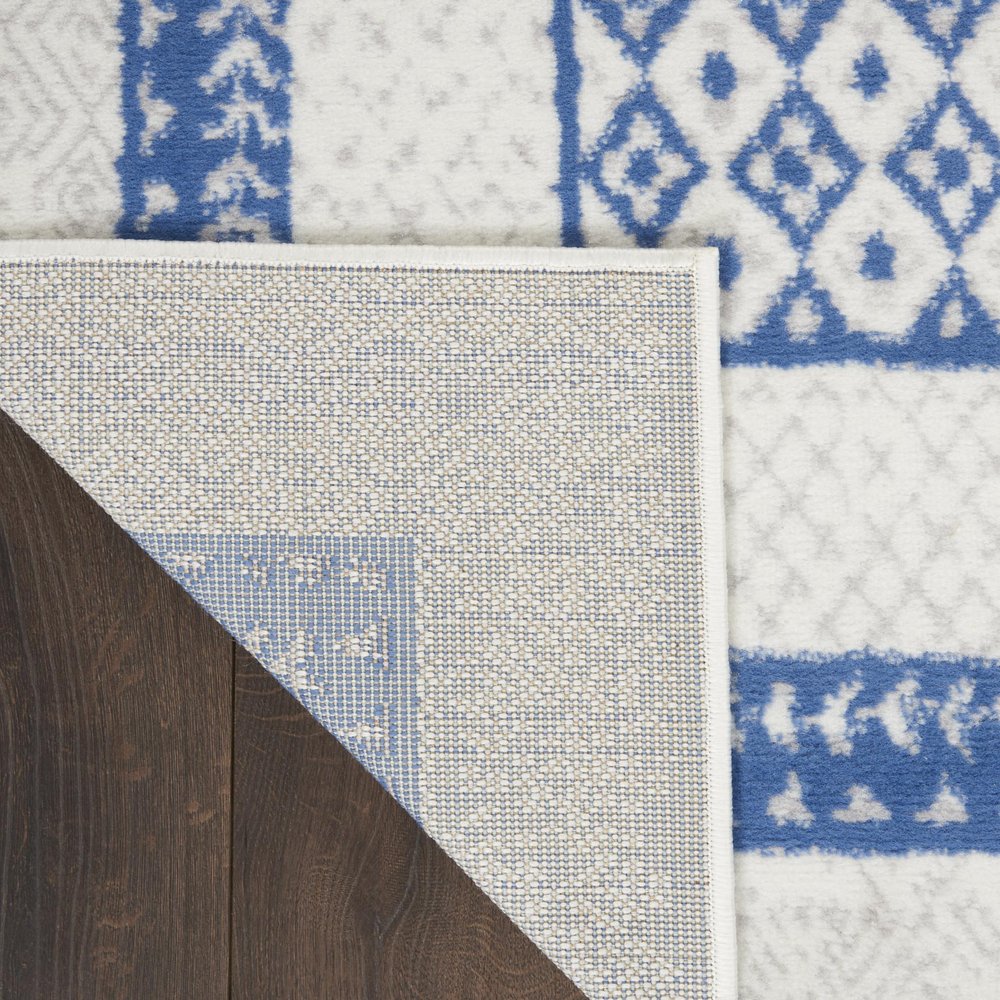 4' X 6' Ivory And Blue Geometric Area Rug