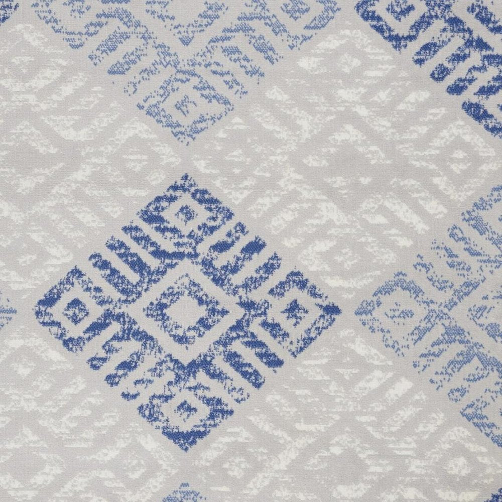 4' X 6' Blue And Gray Geometric Area Rug