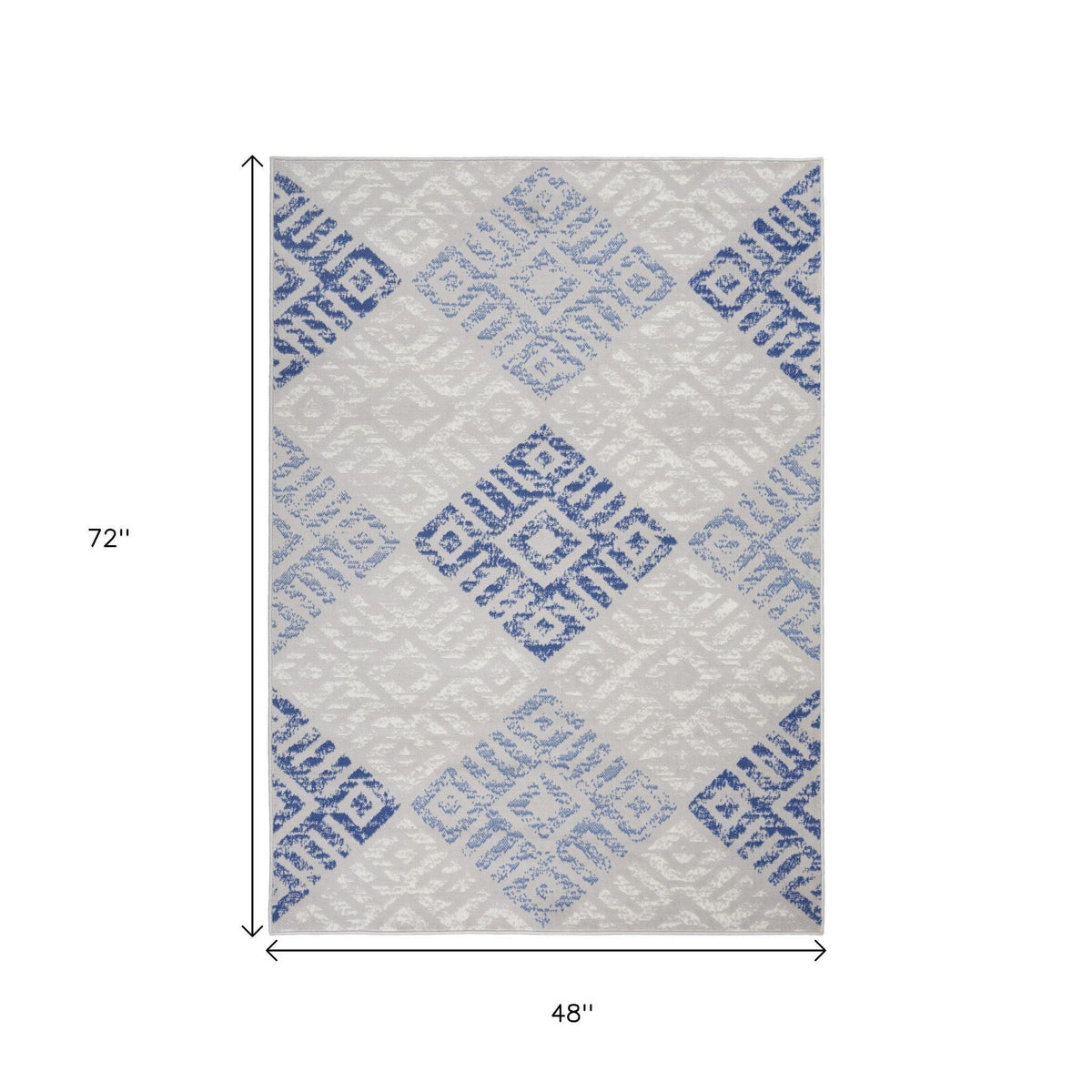 4' X 6' Blue And Gray Geometric Area Rug