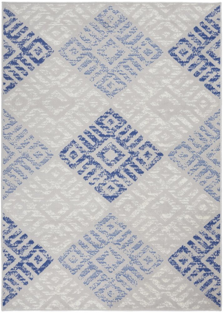 4' X 6' Blue And Gray Geometric Area Rug