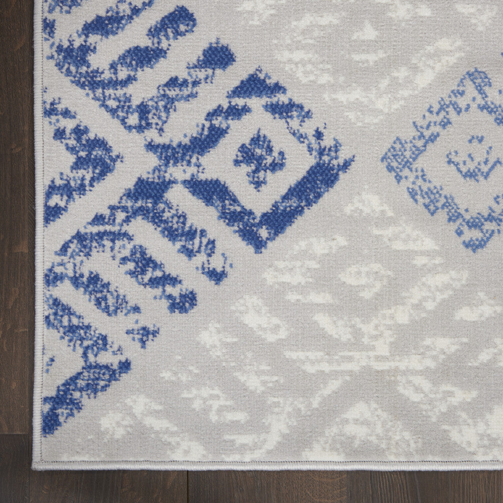 4' X 6' Blue And Gray Geometric Area Rug
