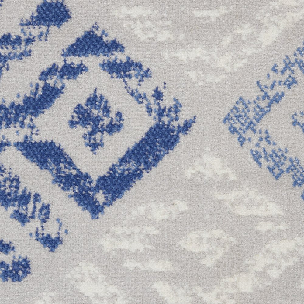 4' X 6' Blue And Gray Geometric Area Rug