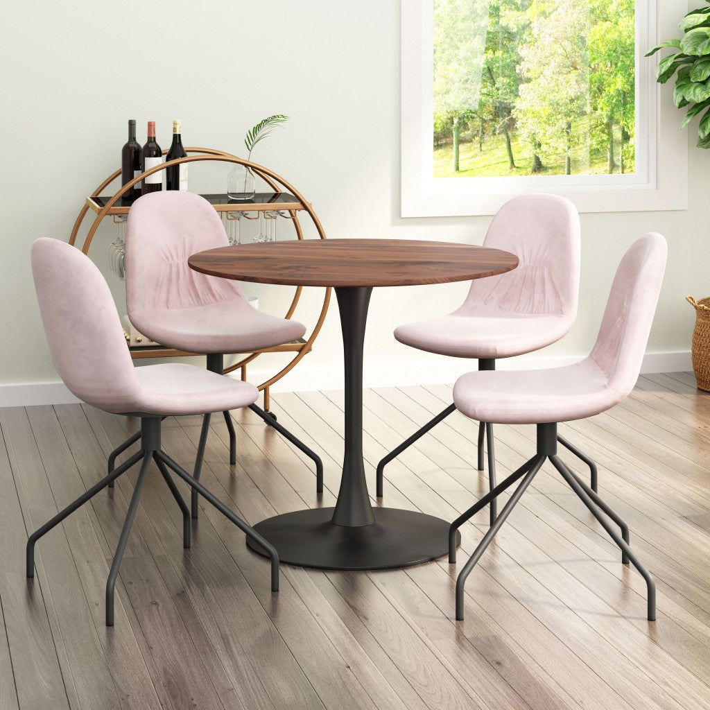 Brown and Black Round Dining Table