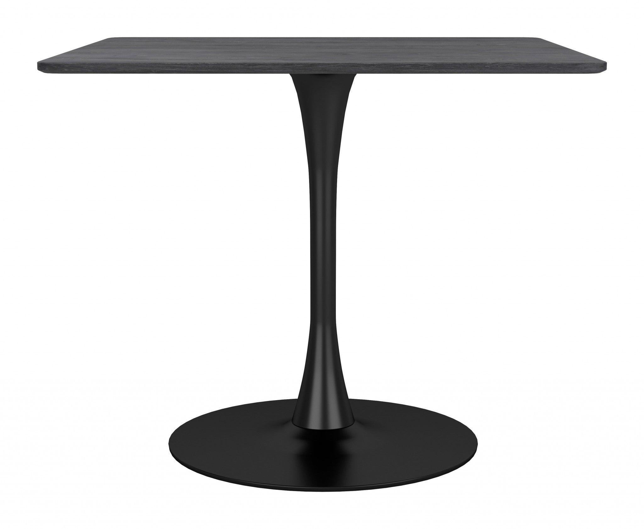 35" Black Square Steel Pedestal Base Dining Table