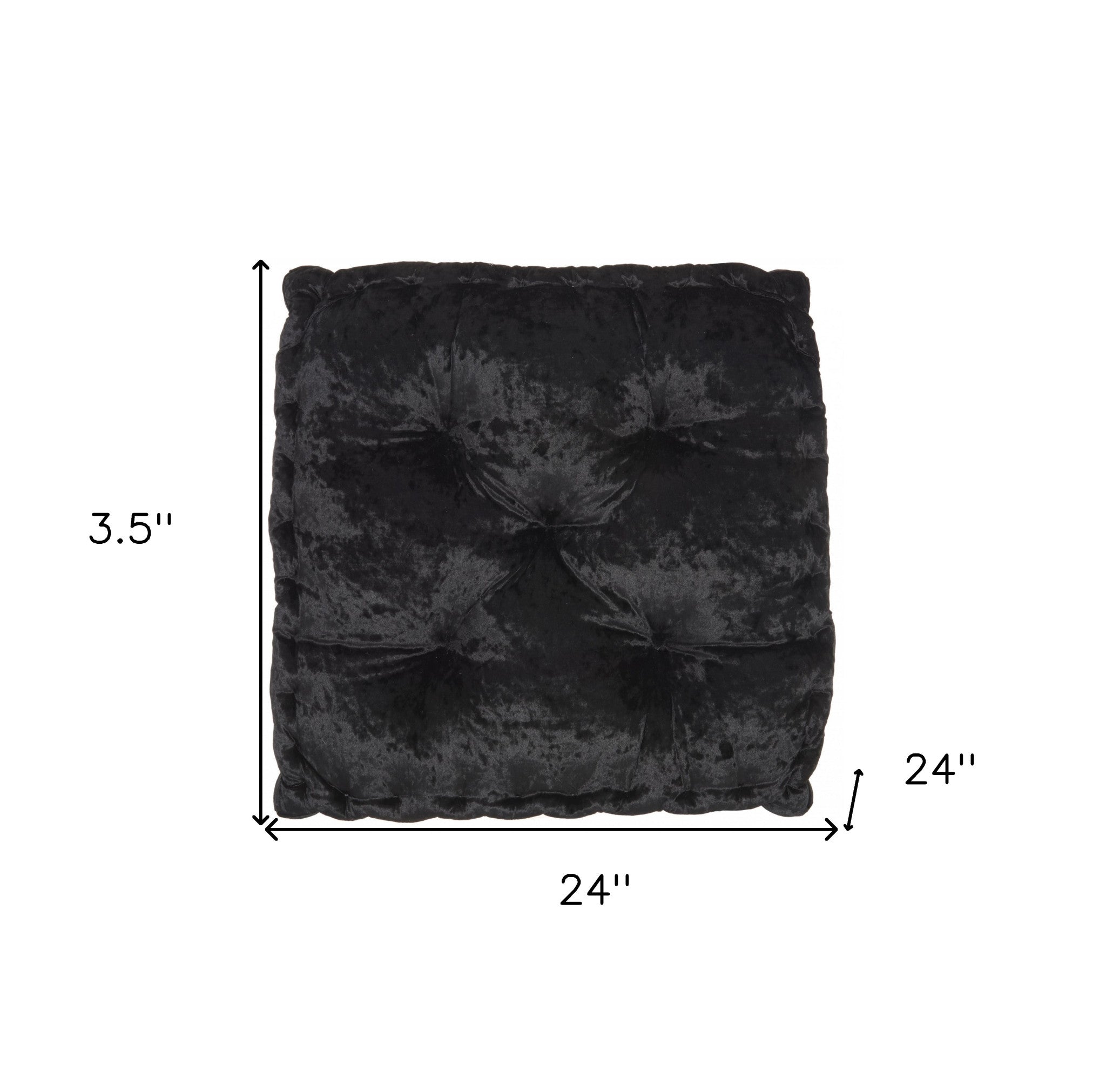 24" X 24" Black Polyester Solid Color Floor Cushion