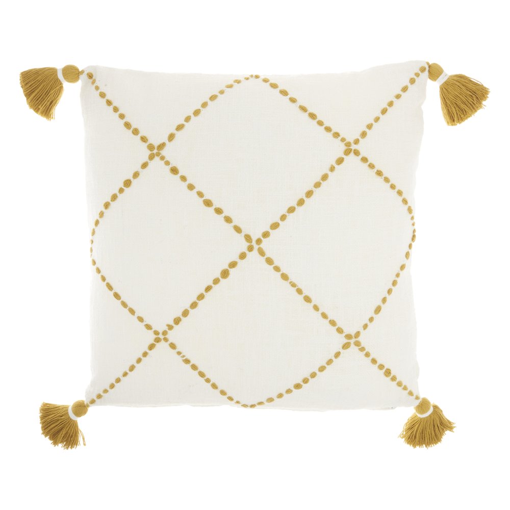 Boho Mustard Cotton Accent Throw Pillow