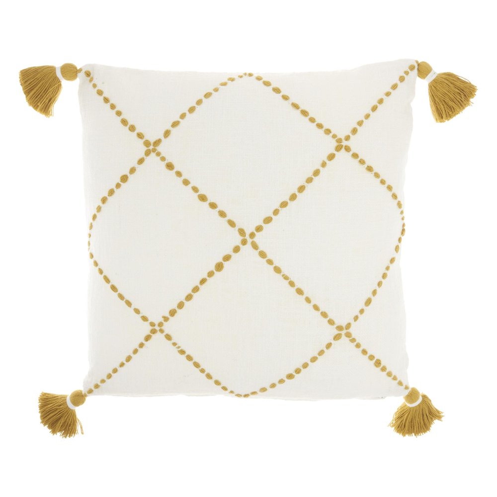 Boho Mustard Cotton Accent Throw Pillow