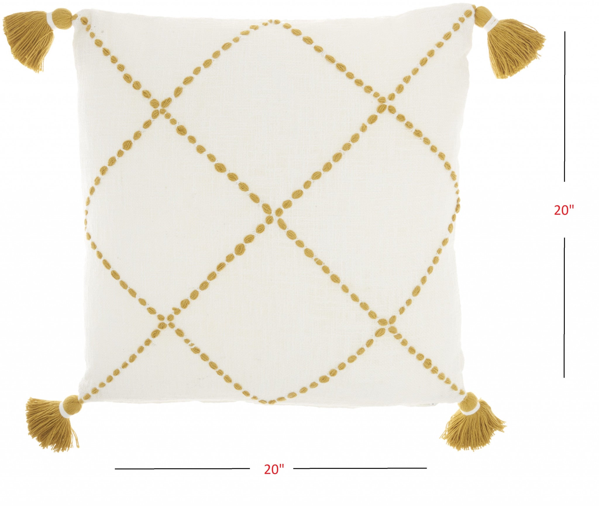 Boho Mustard Cotton Accent Throw Pillow