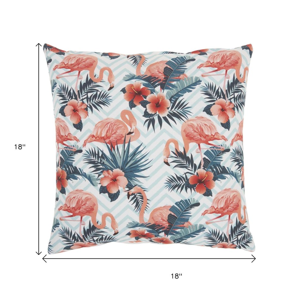 Pink Flamingo Chevron Throw Pillow