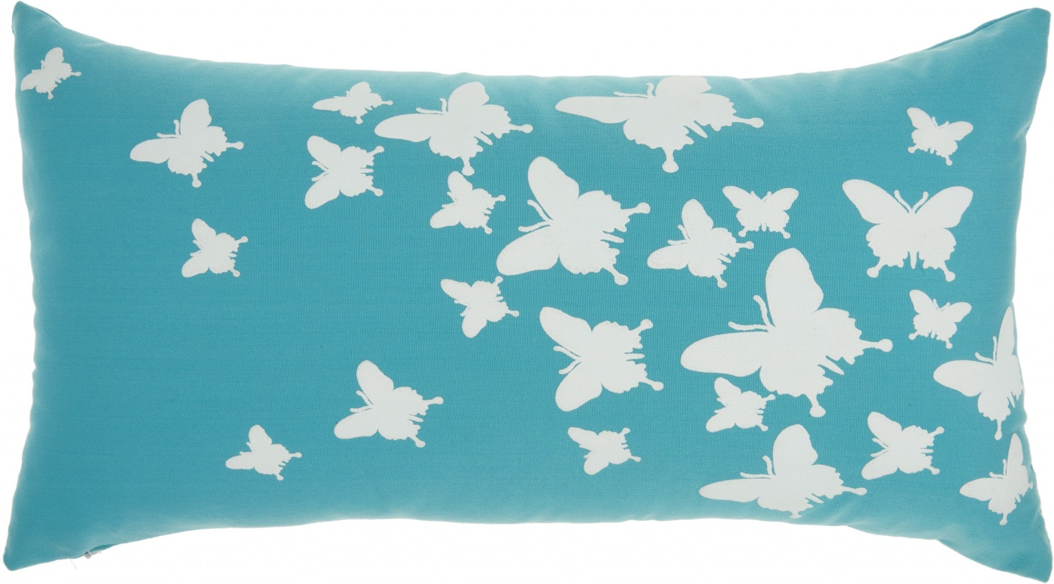 5" X 12" Blue Butterfly Indoor Outdoor Throw Pillow Cover & Insert
