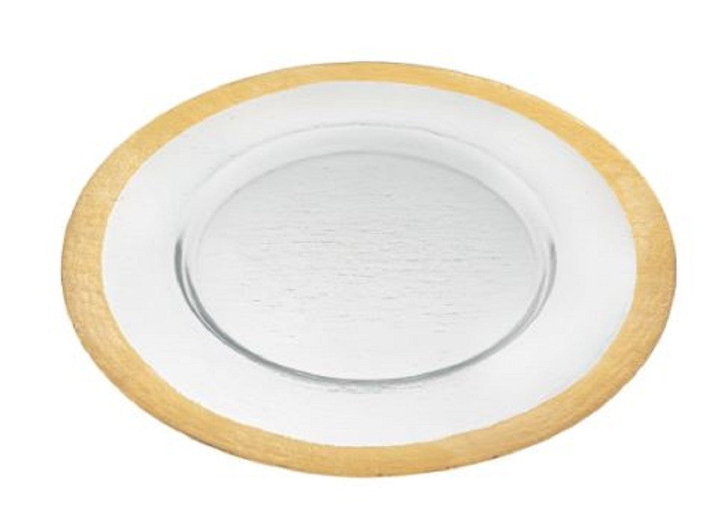 13" Clear And Gold Glass Charger Plate