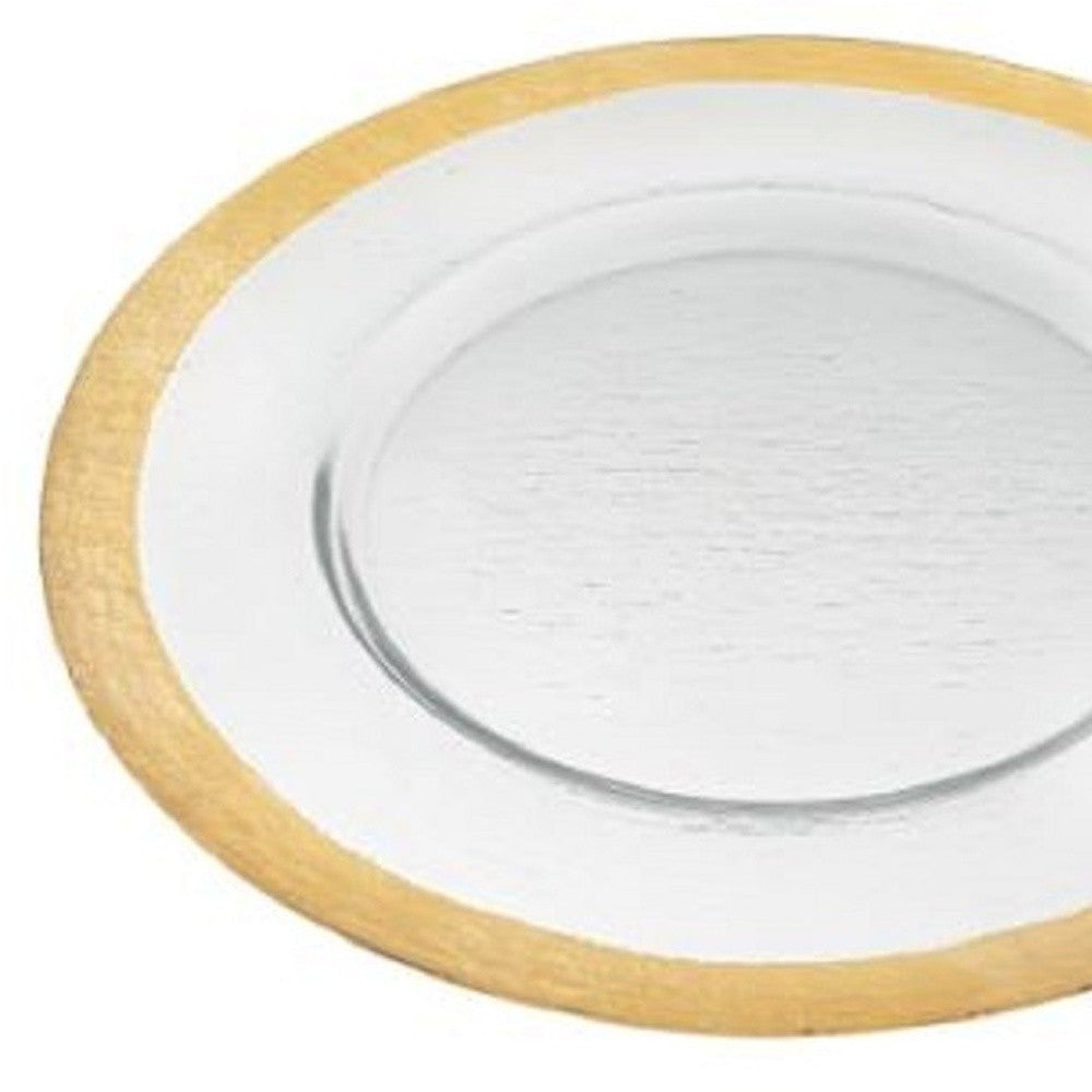 13" Clear And Gold Glass Charger Plate