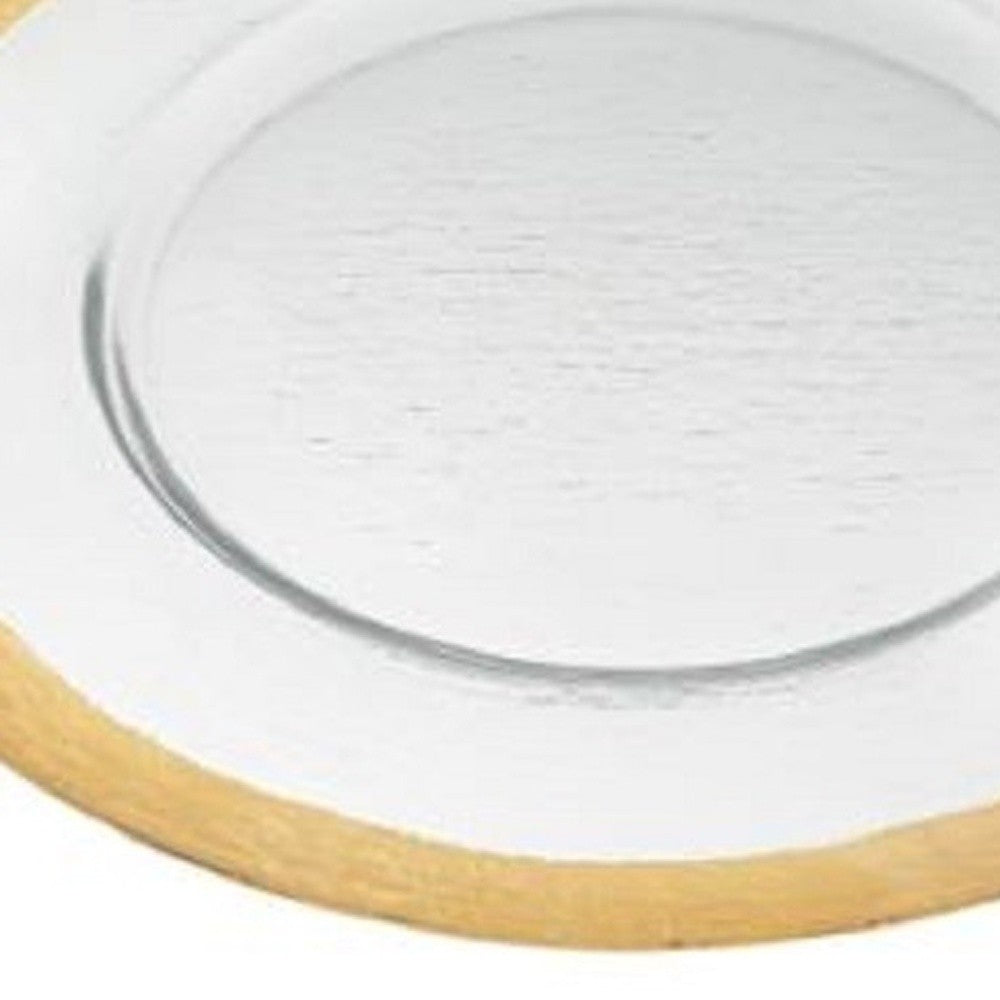 13" Clear And Gold Glass Charger Plate