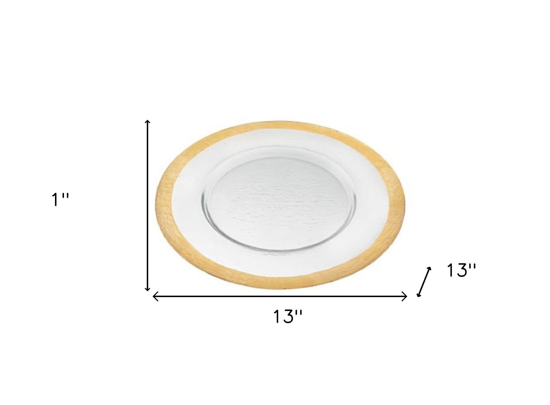 13" Clear And Gold Glass Charger Plate