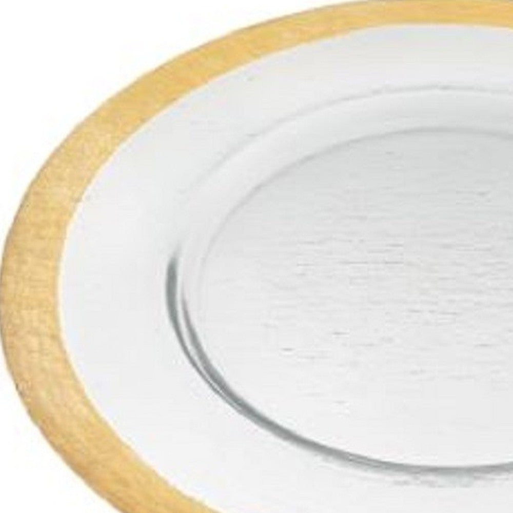 13" Clear And Gold Glass Charger Plate