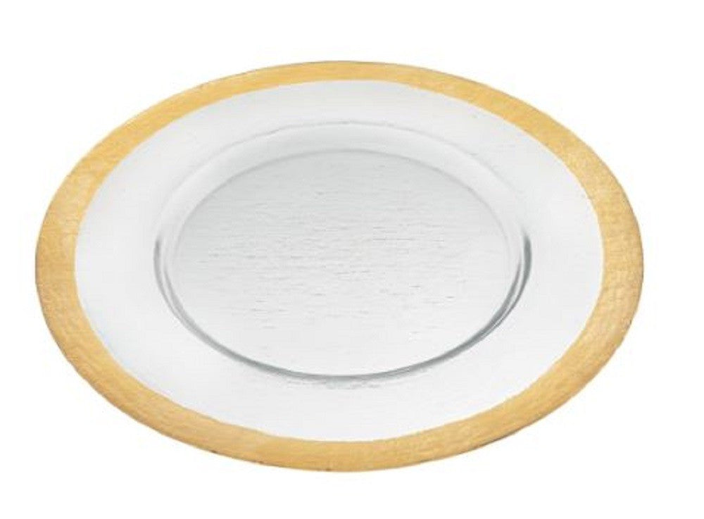 13" Clear And Gold Glass Charger Plate