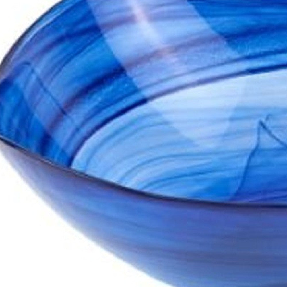 10" Modern Soft Square Blue Swirl Glass Bowl