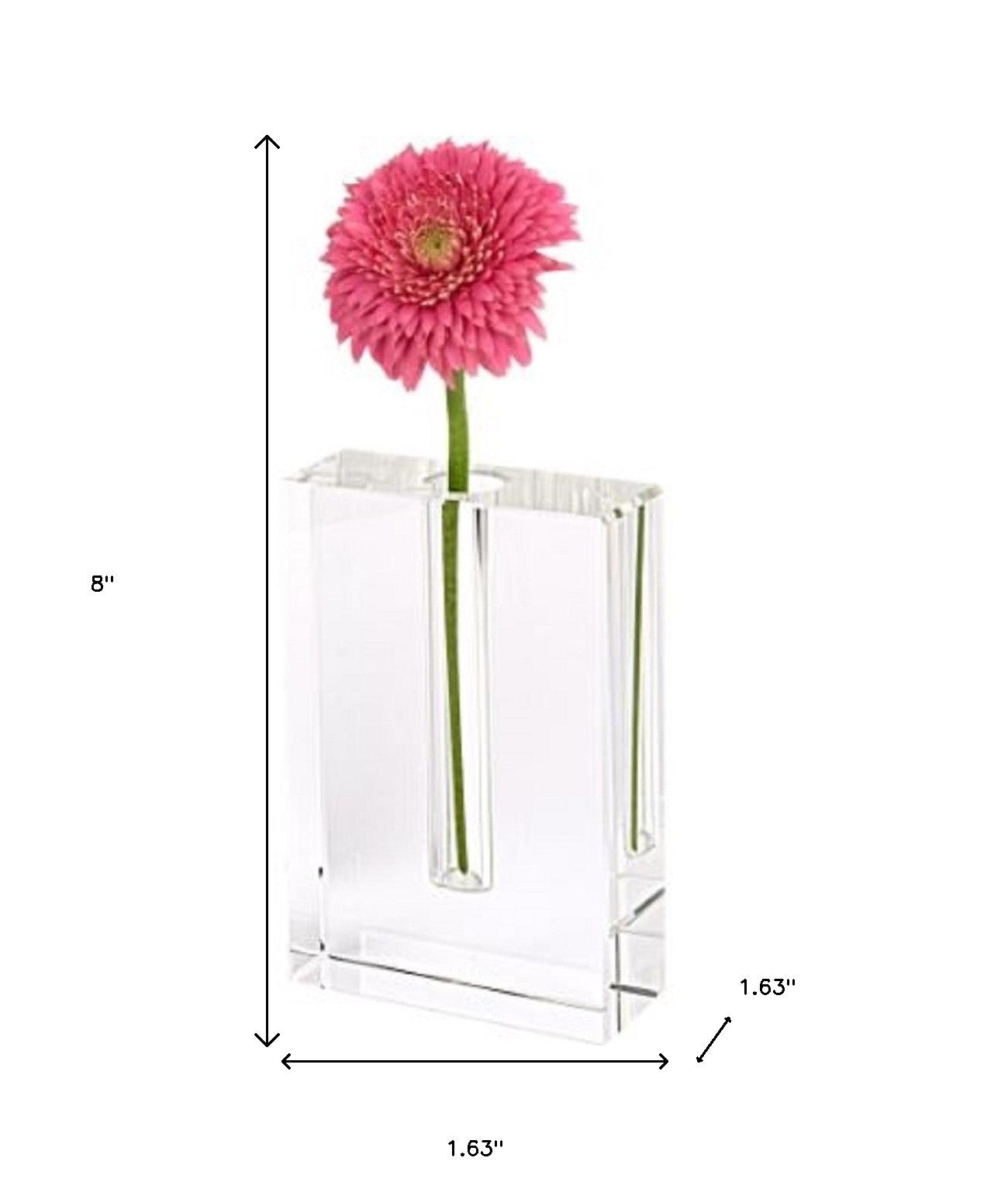 8" Clear Crystal Clear Square Table Vase