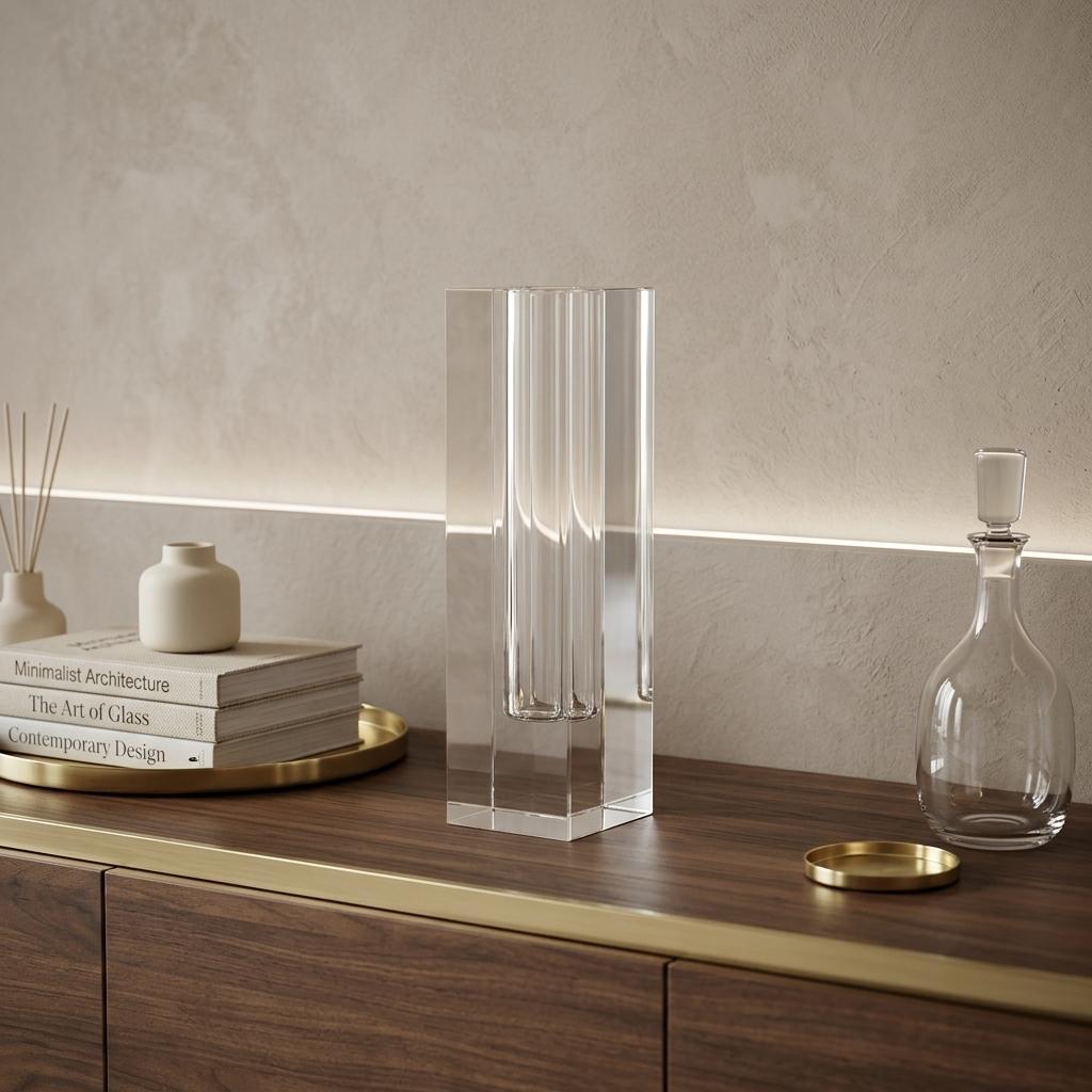 10" Clear Cylinder Crystal Glass Table Vase